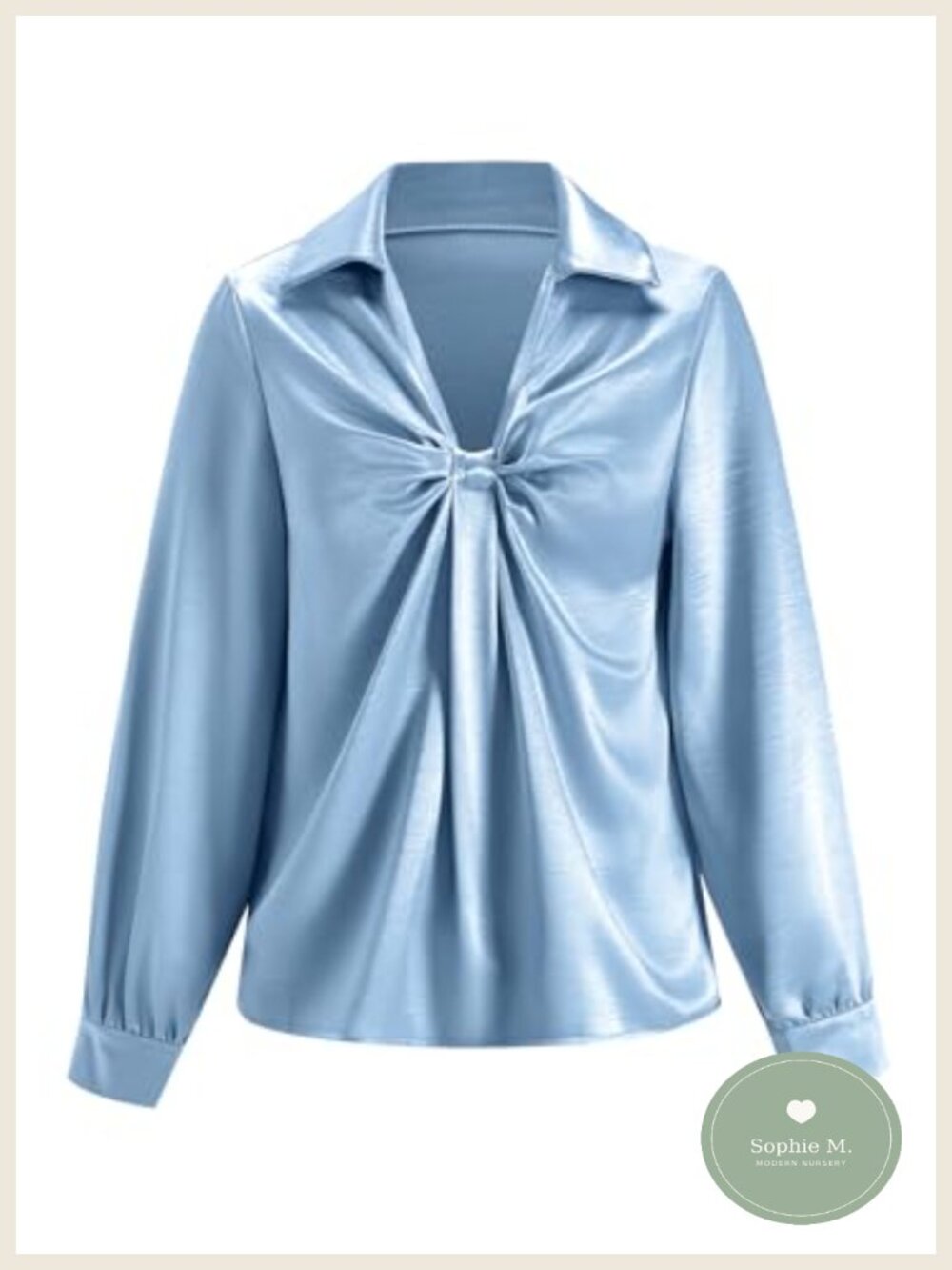 Womens Satin Twist Front V Neck Long Sleeve Blouse Top Dressy Work Shirt